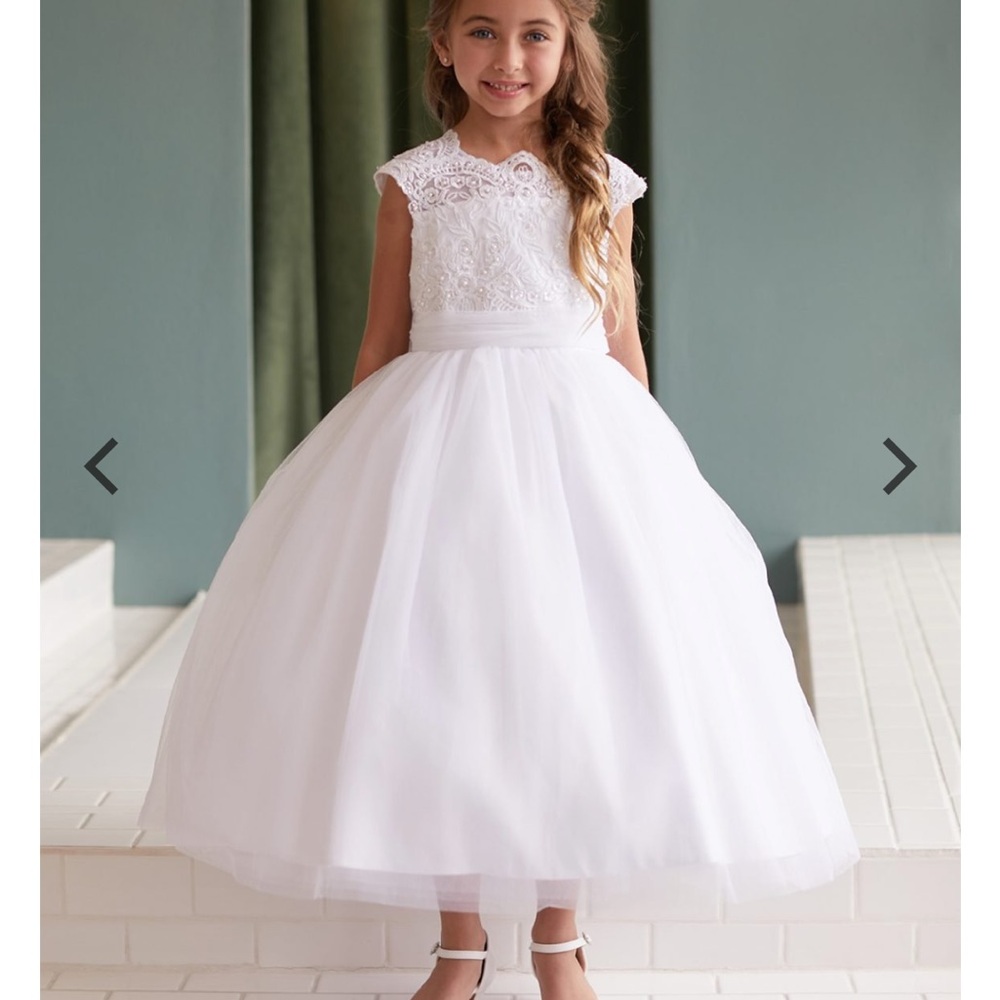 Tip Top Kids Ivory Lace Bodice Tulle Formal Dress